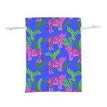 Pink Tigers On A Blue Background Lightweight Drawstring Pouch (L)