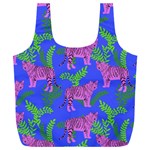 Pink Tigers On A Blue Background Full Print Recycle Bag (XXXL)