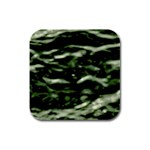 Green  Waves Abstract Series No5 Rubber Square Coaster (4 pack)