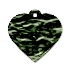 Green  Waves Abstract Series No5 Dog Tag Heart (Two Sides) from ArtsNow.com Front