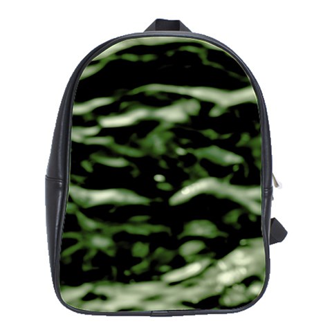 Green  Waves Abstract Series No5 School Bag (Large) from ArtsNow.com Front