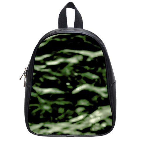 Green  Waves Abstract Series No5 School Bag (Small) from ArtsNow.com Front