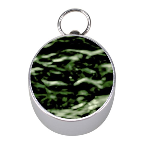 Green  Waves Abstract Series No5 Mini Silver Compasses from ArtsNow.com Front
