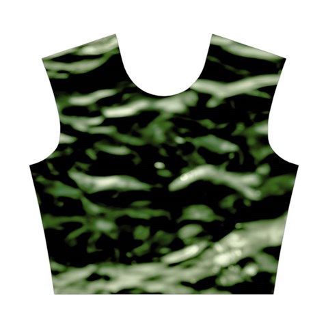 Green  Waves Abstract Series No5 Cotton Crop Top from ArtsNow.com Front