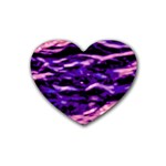 Purple  Waves Abstract Series No1 Rubber Heart Coaster (4 pack)