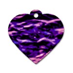 Purple  Waves Abstract Series No1 Dog Tag Heart (Two Sides)