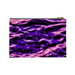 Purple  Waves Abstract Series No1 Cosmetic Bag (Large) from ArtsNow.com Back