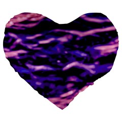 Purple  Waves Abstract Series No1 Large 19  Premium Flano Heart Shape Cushions from ArtsNow.com Front