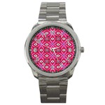 Abstract Illustration With Eyes Sport Metal Watch