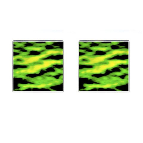 Green  Waves Abstract Series No12 Cufflinks (Square) from ArtsNow.com Front(Pair)