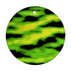 Green  Waves Abstract Series No12 Round Ornament (Two Sides) from ArtsNow.com Front