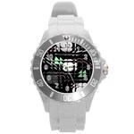 Digital Illusion Round Plastic Sport Watch (L)