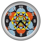 Abstract pattern geometric backgrounds   Wall Clock (Silver)