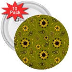 Floral pattern paisley style  3  Buttons (10 pack) 
