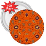 Floral pattern paisley style  3  Buttons (100 pack) 