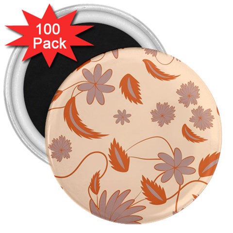 Folk flowers print Floral pattern Ethnic art 3  Magnets (100 pack) from ArtsNow.com Front