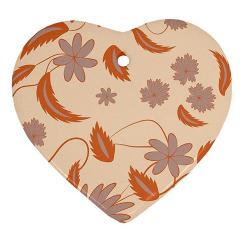 Folk flowers print Floral pattern Ethnic art Heart Ornament (Two Sides) from ArtsNow.com Front