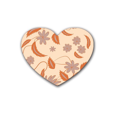 Folk flowers print Floral pattern Ethnic art Rubber Coaster (Heart) from ArtsNow.com Front