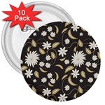Folk flowers print Floral pattern Ethnic art 3  Buttons (10 pack) 