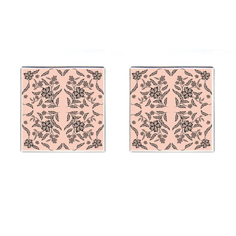 Floral folk damask pattern  Cufflinks (Square) from ArtsNow.com Front(Pair)