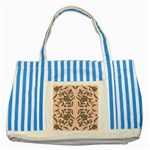 Floral folk damask pattern  Striped Blue Tote Bag
