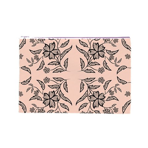 Floral folk damask pattern  Cosmetic Bag (Large) from ArtsNow.com Front