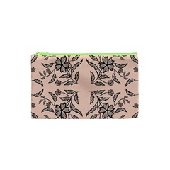 Floral folk damask pattern  Cosmetic Bag (XS) from ArtsNow.com Front