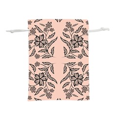 Floral folk damask pattern  Lightweight Drawstring Pouch (M) from ArtsNow.com Front