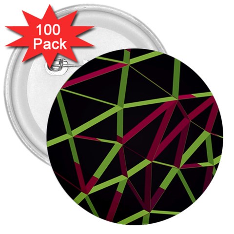 3D Lovely GEO Lines X 3  Buttons (100 pack)  from ArtsNow.com Front