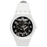 Creepy Women Mannequin Portrait Round Plastic Sport Watch (M)