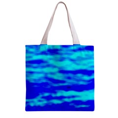 Blue Waves Abstract Series No12 Zipper Grocery Tote Bag from ArtsNow.com Front