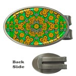 Stars Of Decorative Colorful And Peaceful  Flowers Money Clips (Oval) 