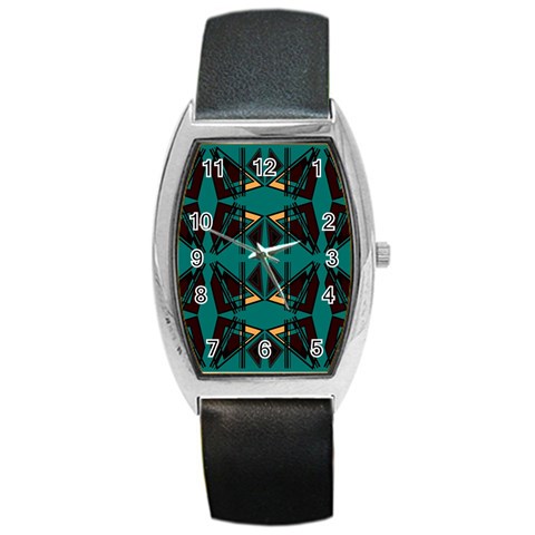 Abstract geometric design    Barrel Style Metal Watch from ArtsNow.com Front
