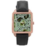 Floral pattern paisley style Paisley print.  Rose Gold Leather Watch 