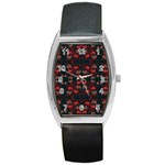 Floral pattern paisley style Paisley print.  Barrel Style Metal Watch