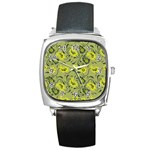 Floral pattern paisley style Paisley print.  Square Metal Watch