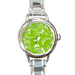 Folk flowers print Floral pattern Ethnic art Round Italian Charm Watch