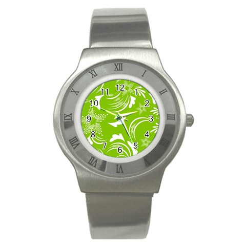 Folk flowers print Floral pattern Ethnic art Stainless Steel Watch from ArtsNow.com Front