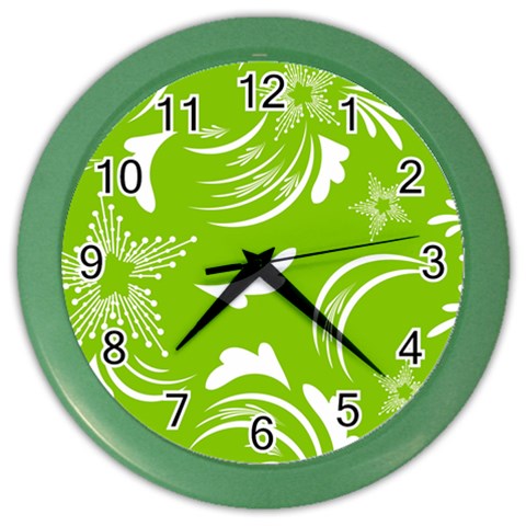 Folk flowers print Floral pattern Ethnic art Color Wall Clock from ArtsNow.com Front
