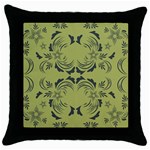 Floral folk damask pattern Fantasy flowers  Throw Pillow Case (Black)