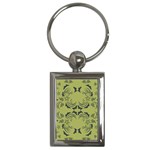 Floral folk damask pattern Fantasy flowers  Key Chain (Rectangle)