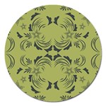 Floral folk damask pattern Fantasy flowers  Magnet 5  (Round)