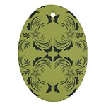 Floral folk damask pattern Fantasy flowers  Oval Ornament (Two Sides)