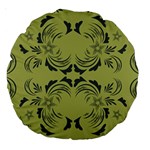 Floral folk damask pattern Fantasy flowers  Large 18  Premium Round Cushions