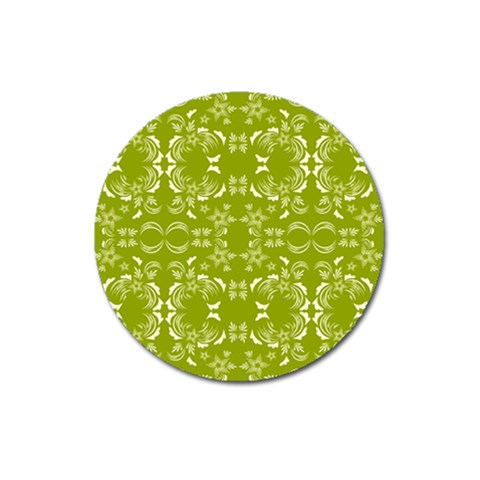 Floral folk damask pattern  Magnet 3  (Round) from ArtsNow.com Front