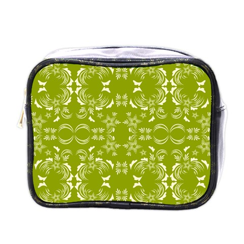 Floral folk damask pattern  Mini Toiletries Bag (One Side) from ArtsNow.com Front