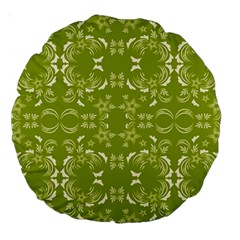 Floral folk damask pattern  Large 18  Premium Round Cushions from ArtsNow.com Back
