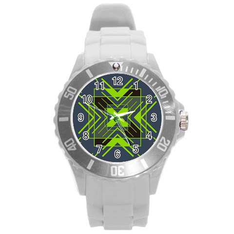 Abstract geometric design    Round Plastic Sport Watch (L) from ArtsNow.com Front