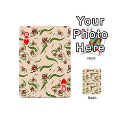 Queen Folk flowers print Floral pattern Ethnic art Playing Cards 54 Designs (Mini) from ArtsNow.com Front - HeartQ