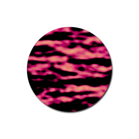 Pink  Waves Abstract Series No2 Rubber Coaster (Round) from ArtsNow.com Front